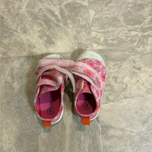 Cute Pink Floral Kids Shoes